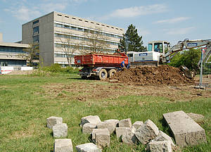 Baustelle für das zentrale Praktikumsgebäudes für die Naturwissenschaften, das auf dem Hubland-Campus der Uni Würzburg entsteht. Foto: Gunnar Bartsch