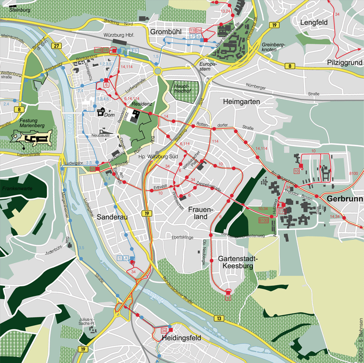 [Translate to Englisch:] Bild: Stadtplan Würzburg