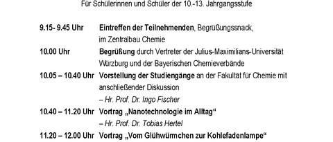 Programm Schülertag