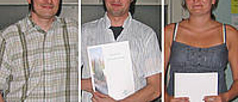 Biozentrums-Preisträger (von links): Sebastian van de Linde, Alexander Keller und Judith Müller. Foto: Biozentrum