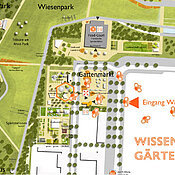 Karte: Standort von HOBOS auf der Landesgartenschau 2018 in Würzburg - direkt am Eingang "Wissensgärten"