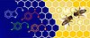 Schematized honeybees and structural formula of organic chemicals 